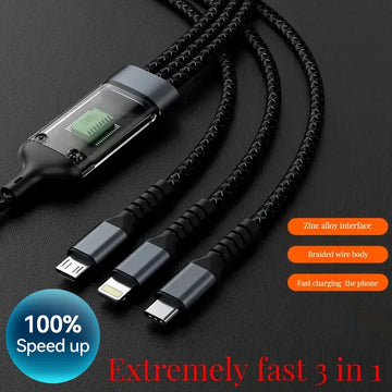 100W 3 in 1 Fast Charging Cable